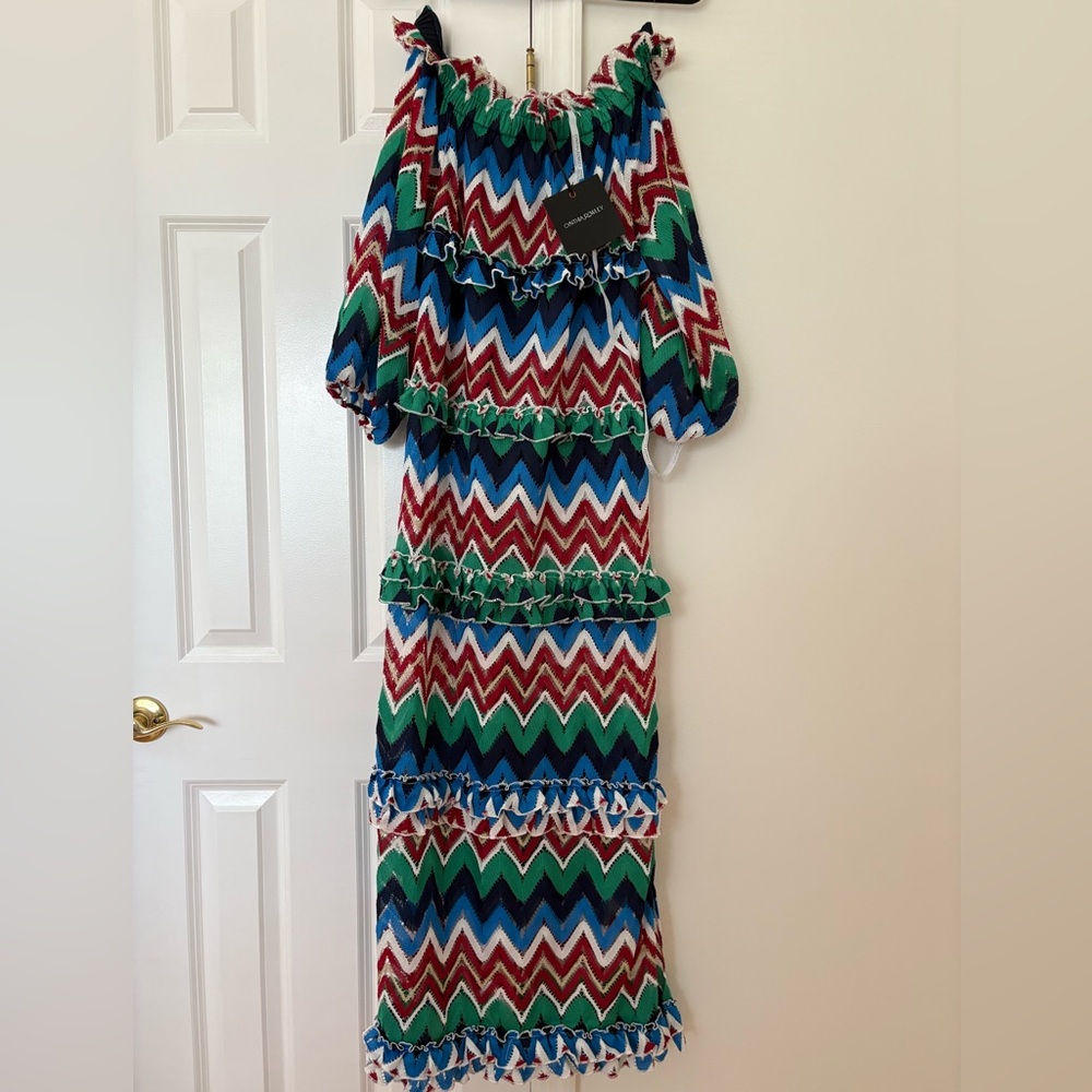 NWT Cynthia Rowley Zigzag Off the Shoulder Dress